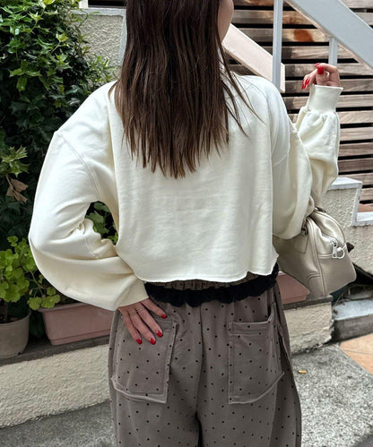 領部刺繡顏料短款衛衣