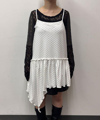 【Ciaopanic】項圈套裝波點不對稱吊帶連衣裙