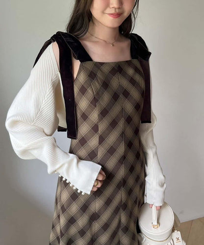 【一個接一個】蝴蝶結吊帶連衣裙