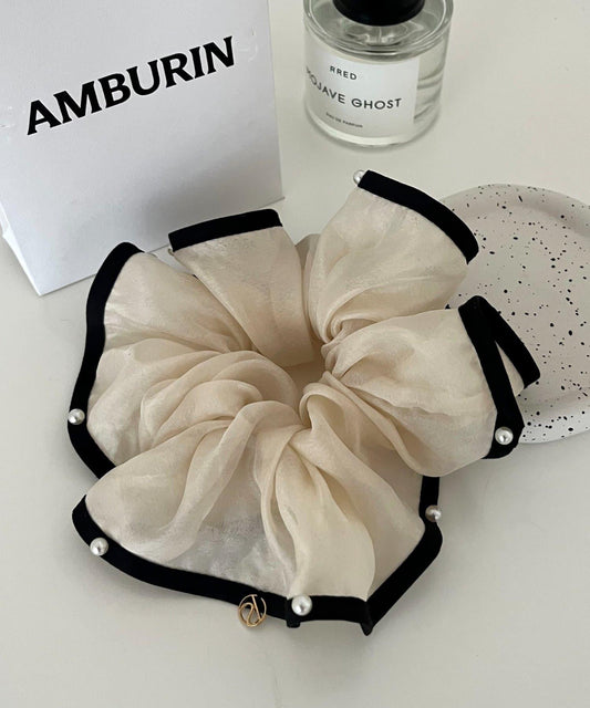 珍珠鑲邊雪紡髮飾