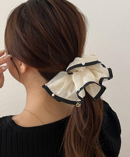 珍珠鑲邊雪紡髮飾