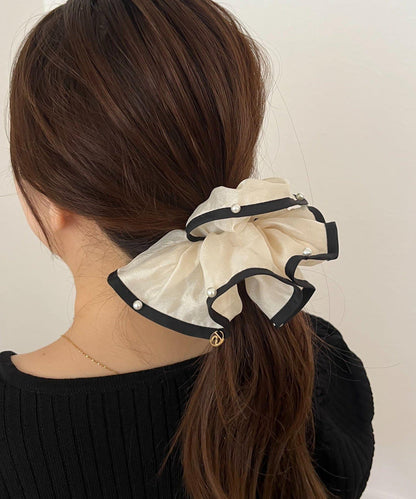 珍珠鑲邊雪紡髮飾