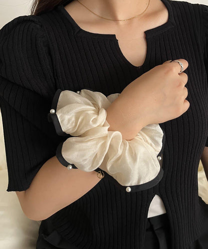 珍珠鑲邊雪紡髮飾