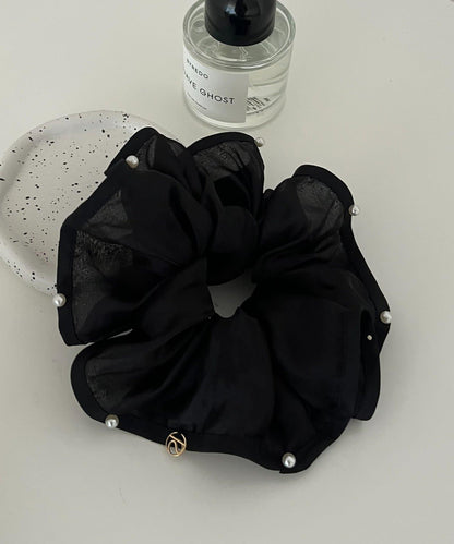 珍珠鑲邊雪紡髮飾