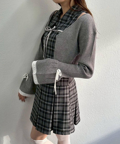 波浪袖蝴蝶結短外套