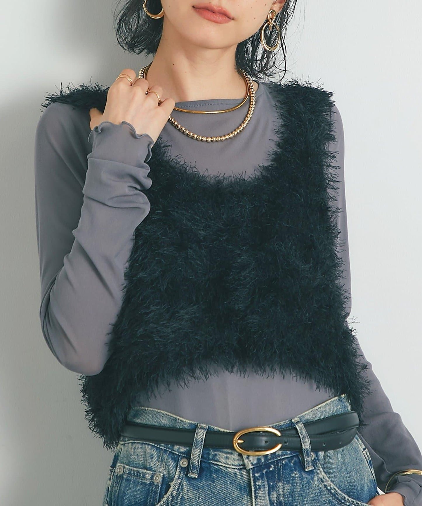 《柔軟顯色》U領毛絨馬甲