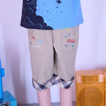 宇宙刺繡六分褲