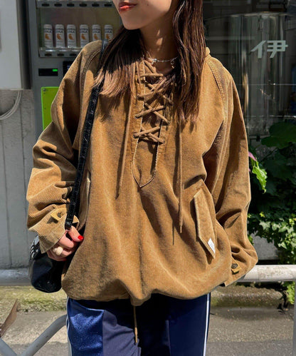 【UNESS/ユーネス】工藝燈芯絨套頭衫連帽外套