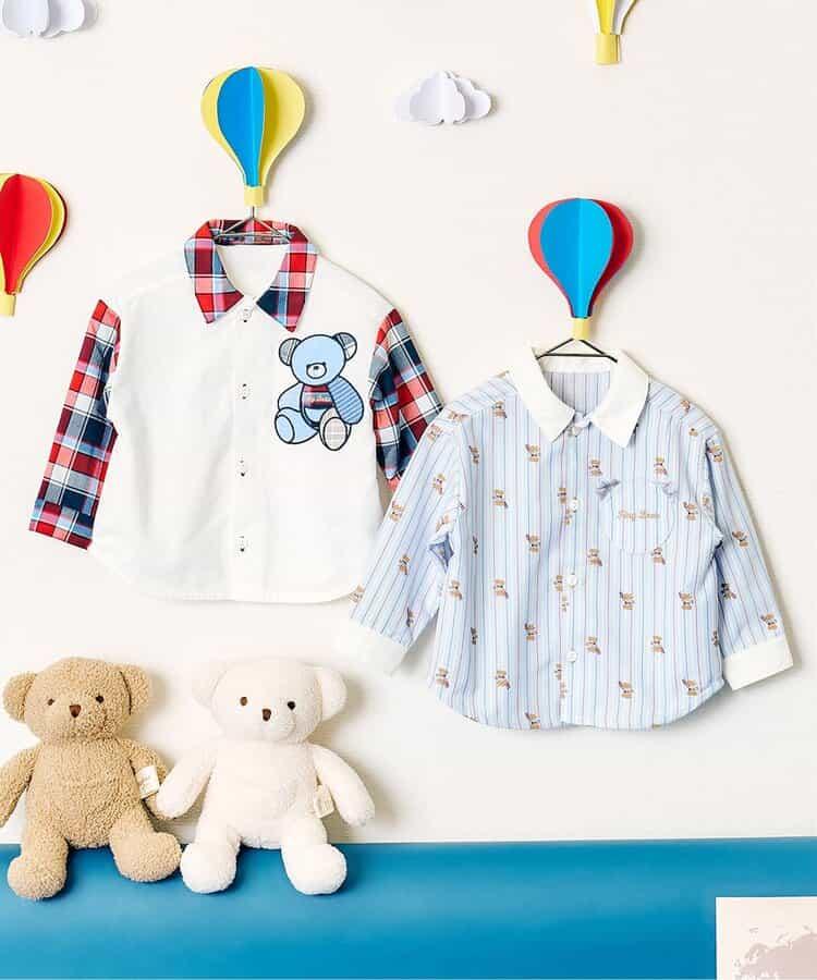 tiny bear 條紋拼接襯衫