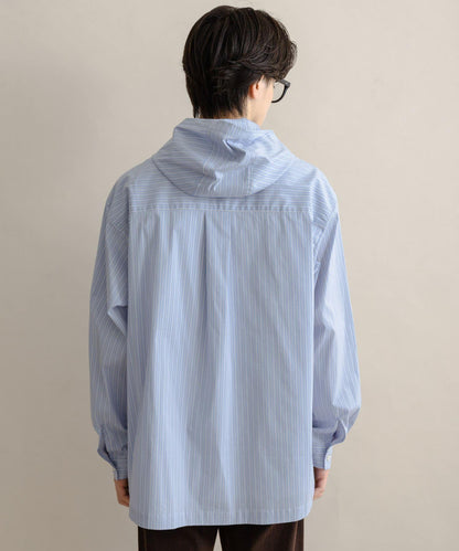 條紋連帽寬鬆襯衫