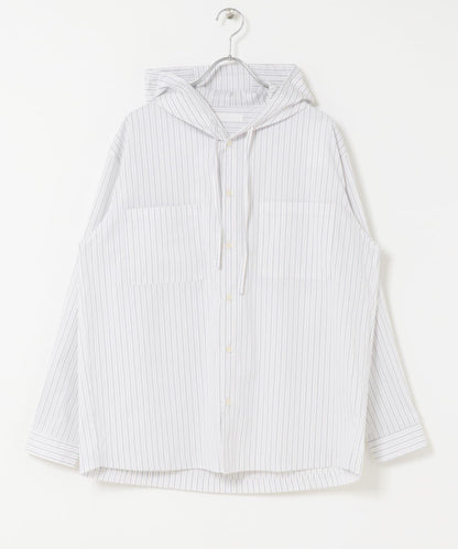 條紋連帽寬鬆襯衫