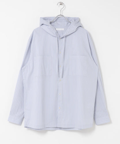 條紋連帽寬鬆襯衫