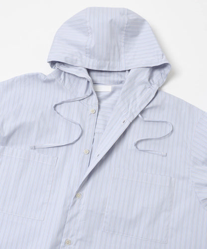 條紋連帽寬鬆襯衫