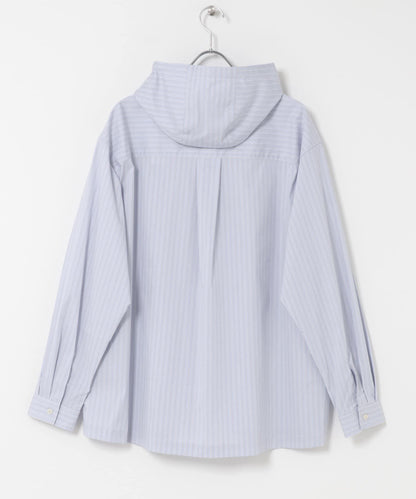 條紋連帽寬鬆襯衫