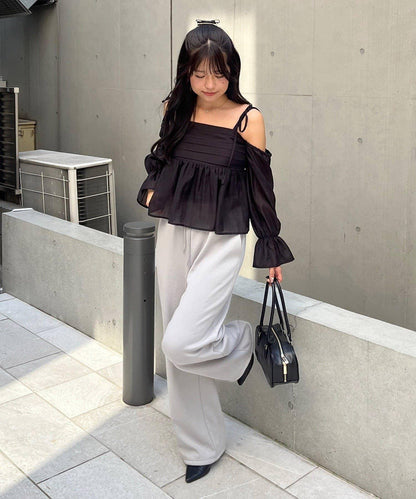 【適合夏秋季穿著】袖子可兩穿抽褶襯衫
