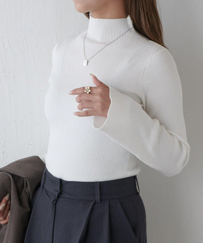 喇叭袖修身高領針織衫