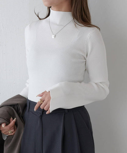 喇叭袖修身高領針織衫