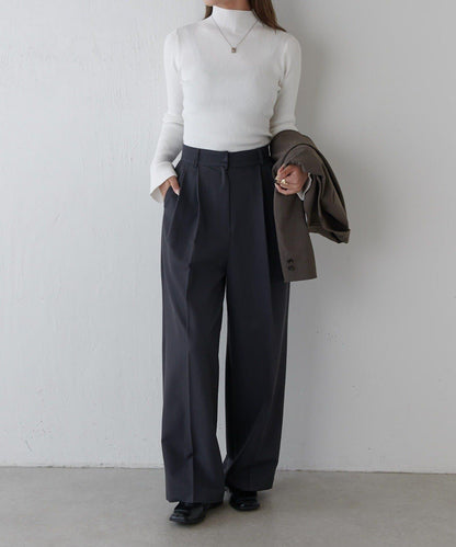 喇叭袖修身高領針織衫