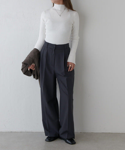 喇叭袖修身高領針織衫