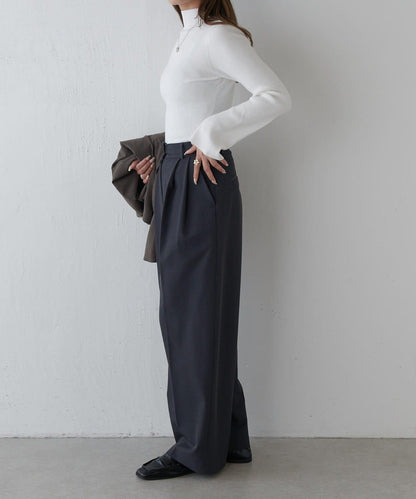 喇叭袖修身高領針織衫