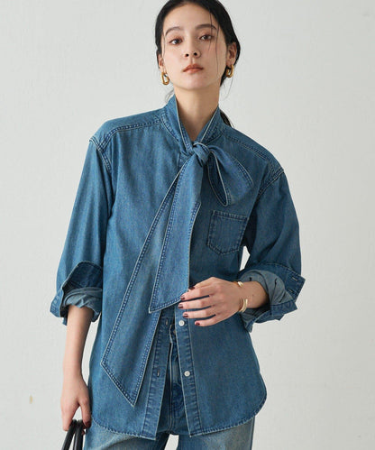 【20週年限定】牛仔蝴蝶結領襯衫