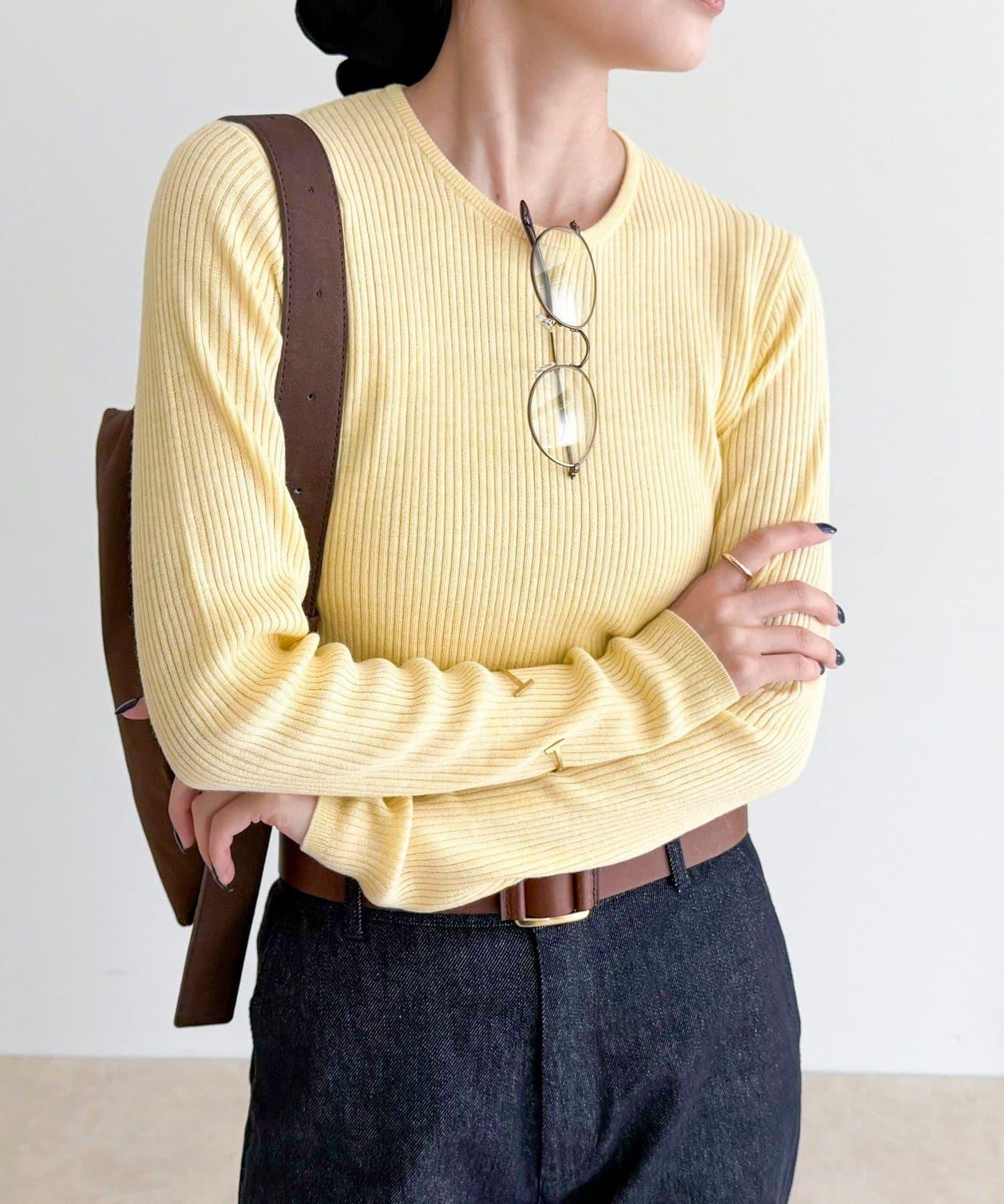 羊毛混紡基礎羅紋針織套頭衫