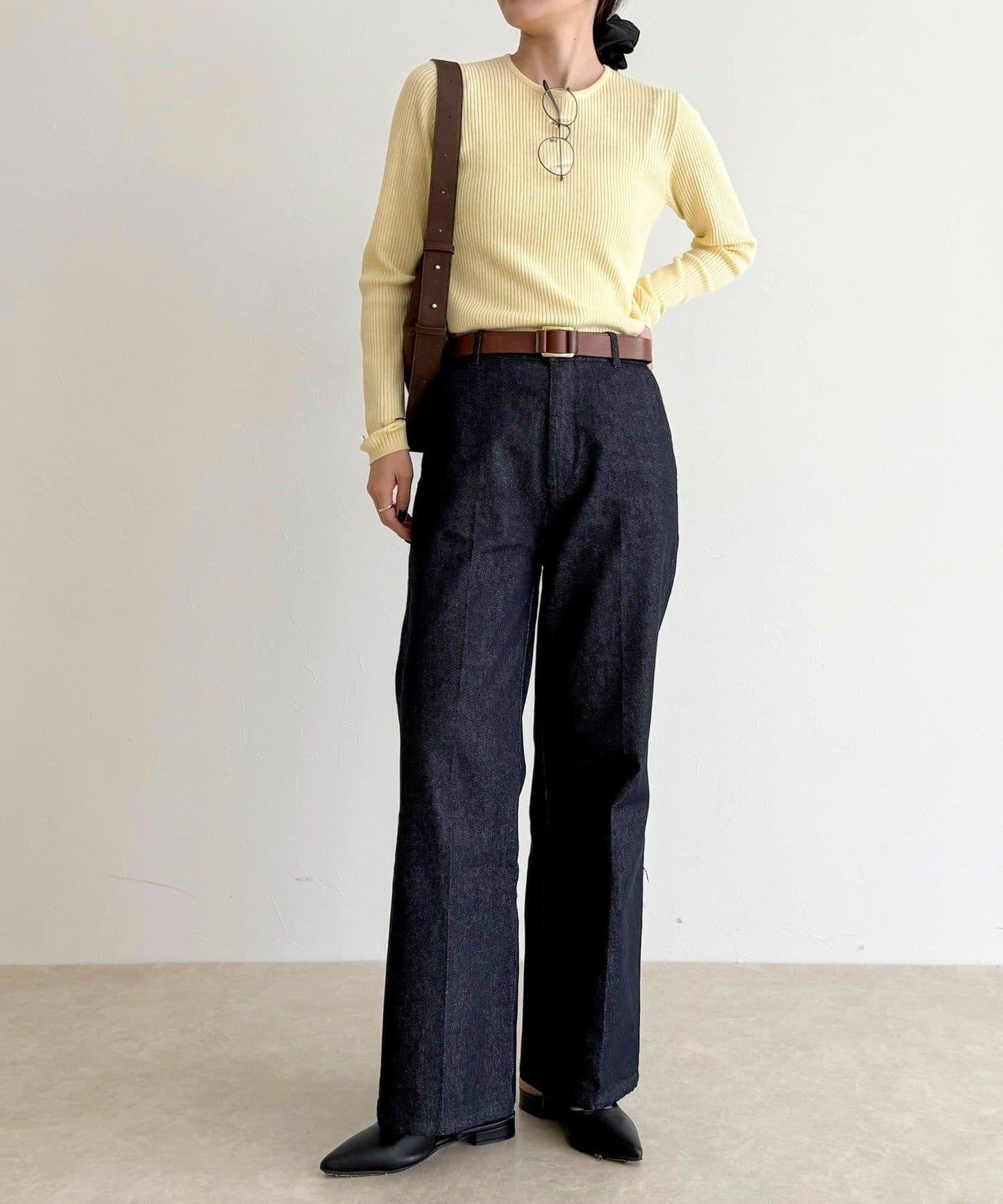 羊毛混紡基礎羅紋針織套頭衫