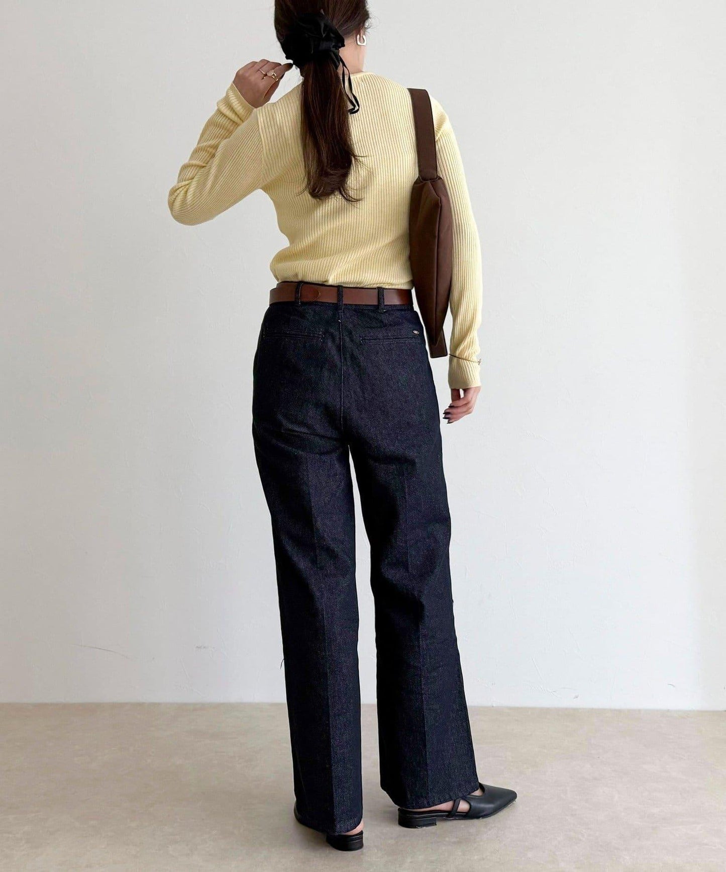 羊毛混紡基礎羅紋針織套頭衫