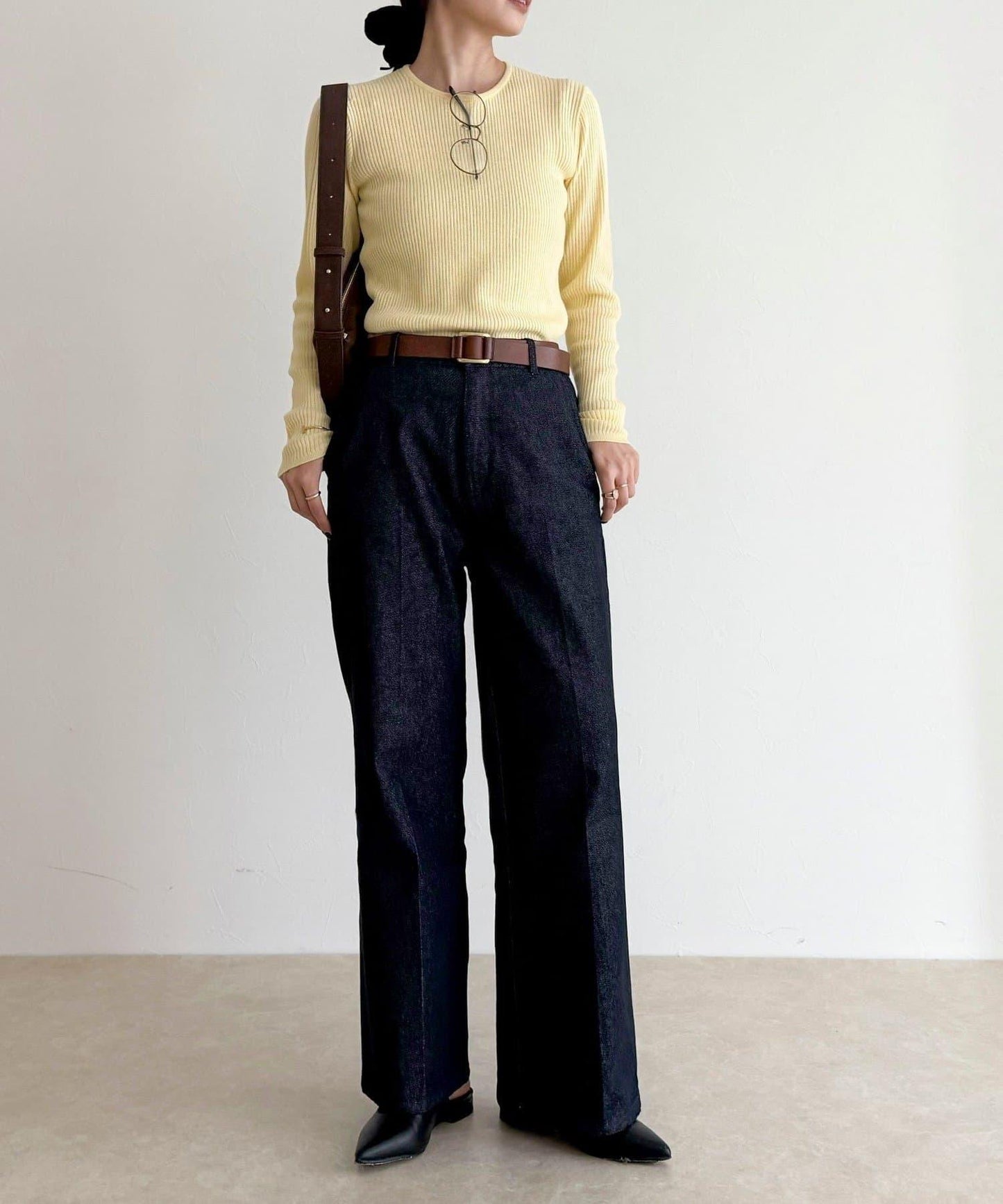 羊毛混紡基礎羅紋針織套頭衫