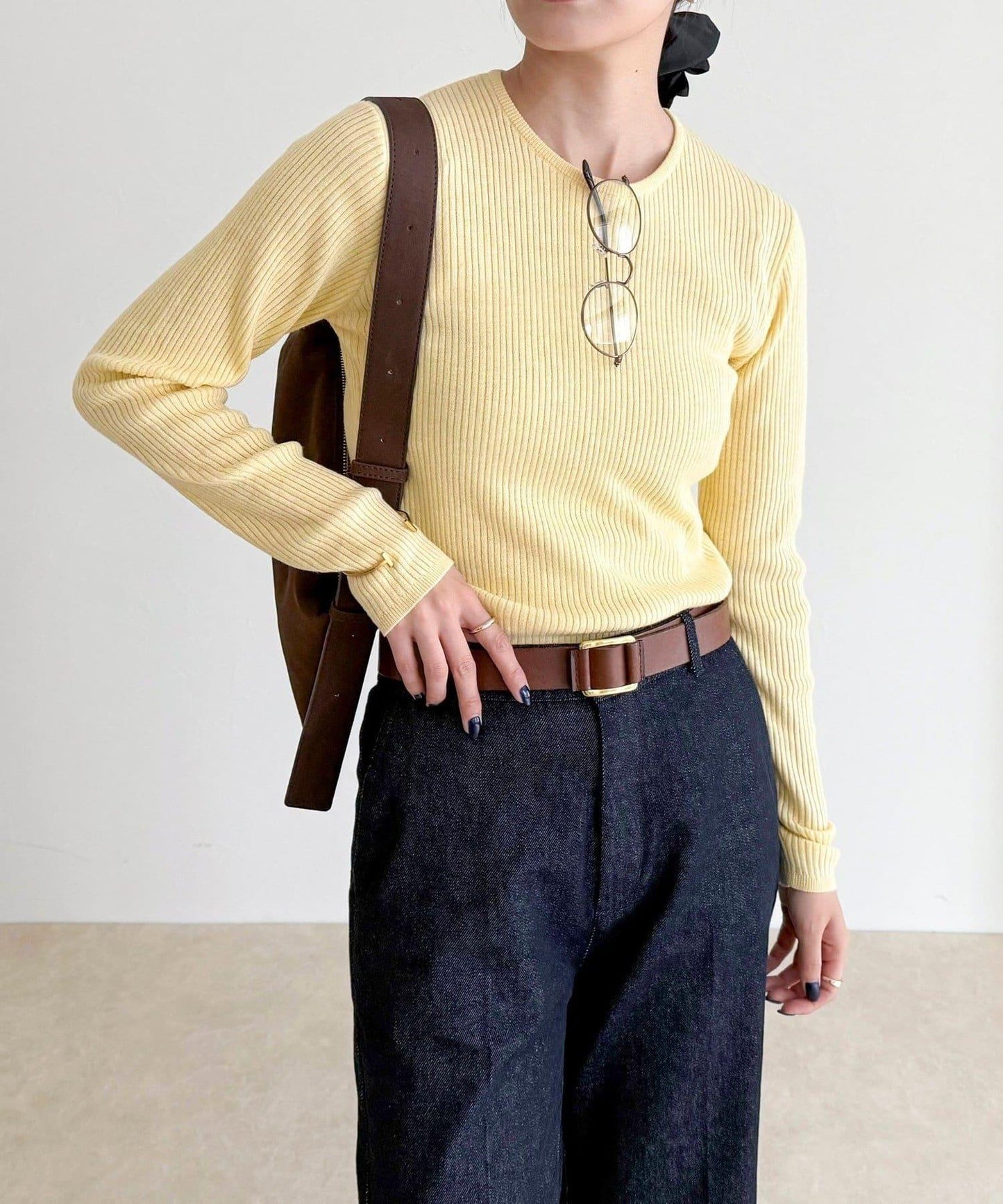 羊毛混紡基礎羅紋針織套頭衫