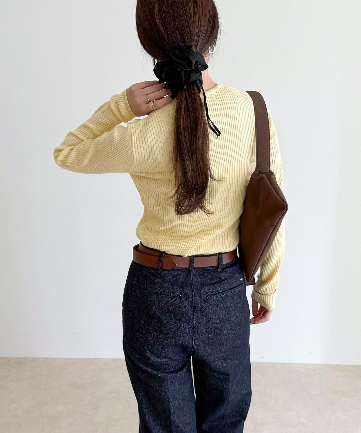 羊毛混紡基礎羅紋針織套頭衫