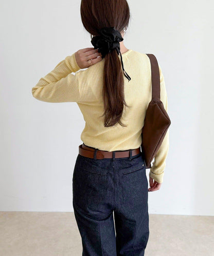 羊毛混紡基礎羅紋針織套頭衫