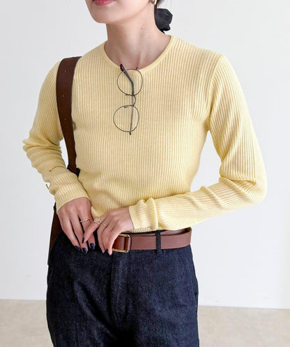 羊毛混紡基礎羅紋針織套頭衫