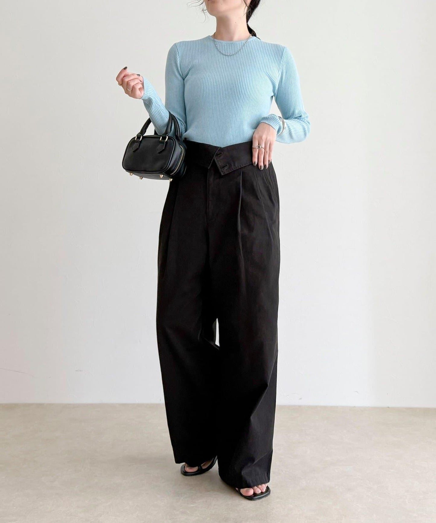 羊毛混紡基礎羅紋針織套頭衫