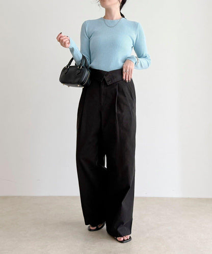 羊毛混紡基礎羅紋針織套頭衫