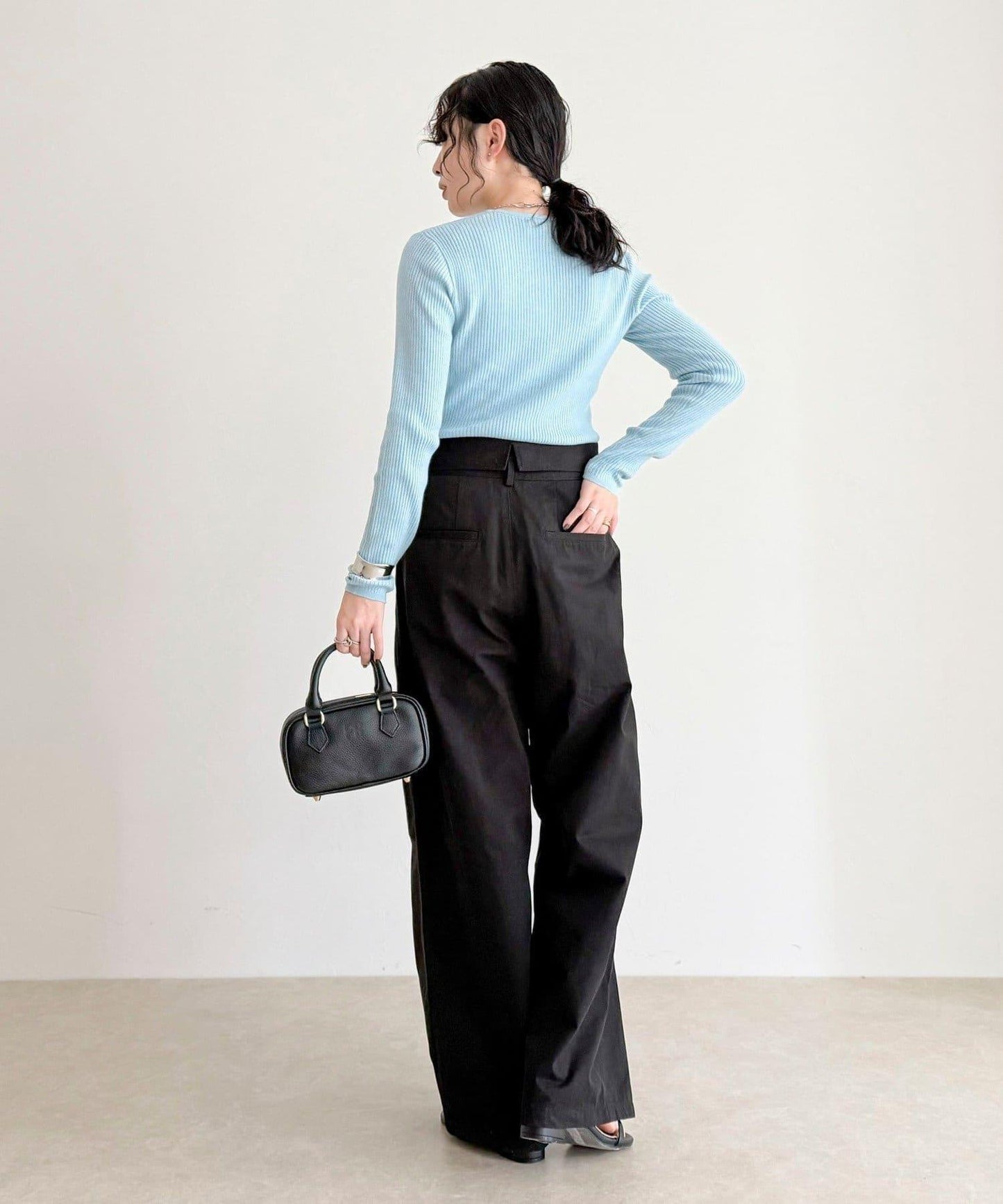 羊毛混紡基礎羅紋針織套頭衫