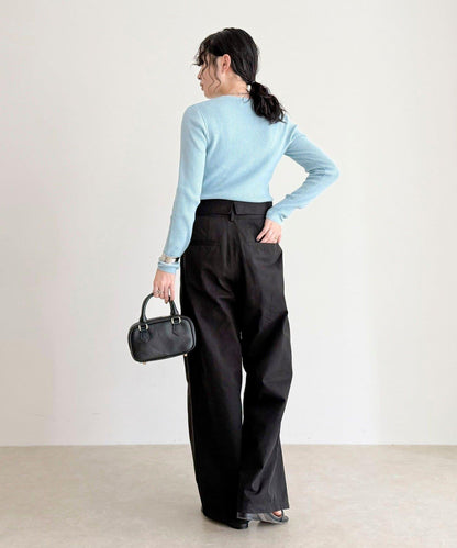 羊毛混紡基礎羅紋針織套頭衫