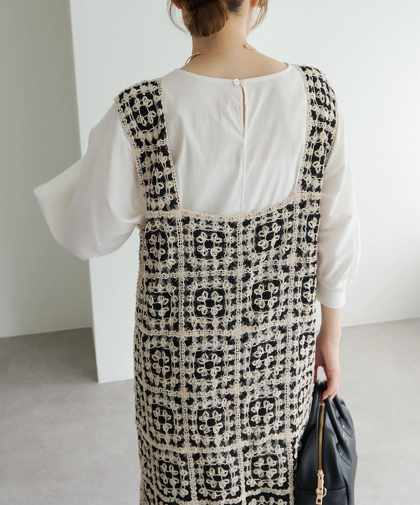 【25AW】拼色鉤針編織風連衣裙