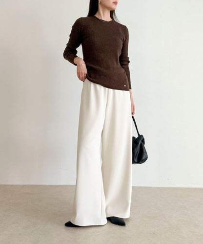 羊毛混紡基礎羅紋針織套頭衫