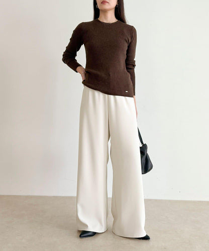 羊毛混紡基礎羅紋針織套頭衫