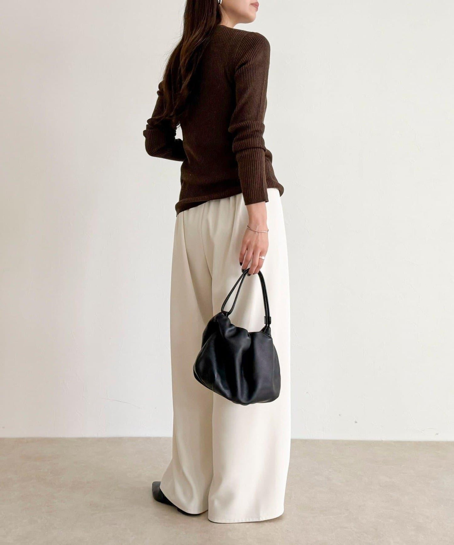 羊毛混紡基礎羅紋針織套頭衫