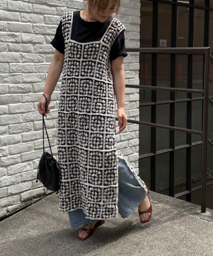 【25AW】拼色鉤針編織風連衣裙