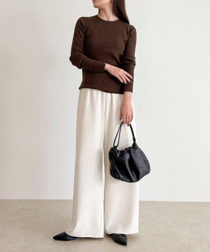 羊毛混紡基礎羅紋針織套頭衫