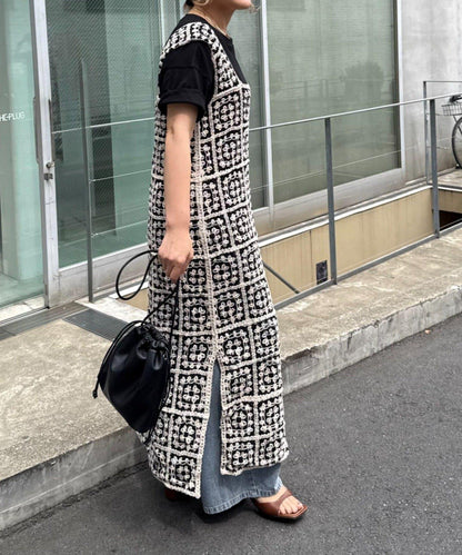 【25AW】拼色鉤針編織風連衣裙