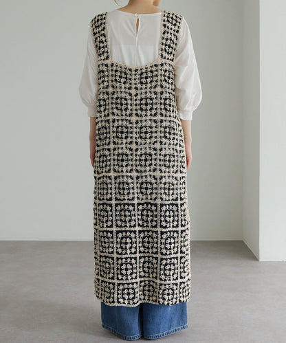【25AW】拼色鉤針編織風連衣裙