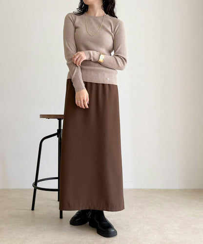 羊毛混紡基礎羅紋針織套頭衫