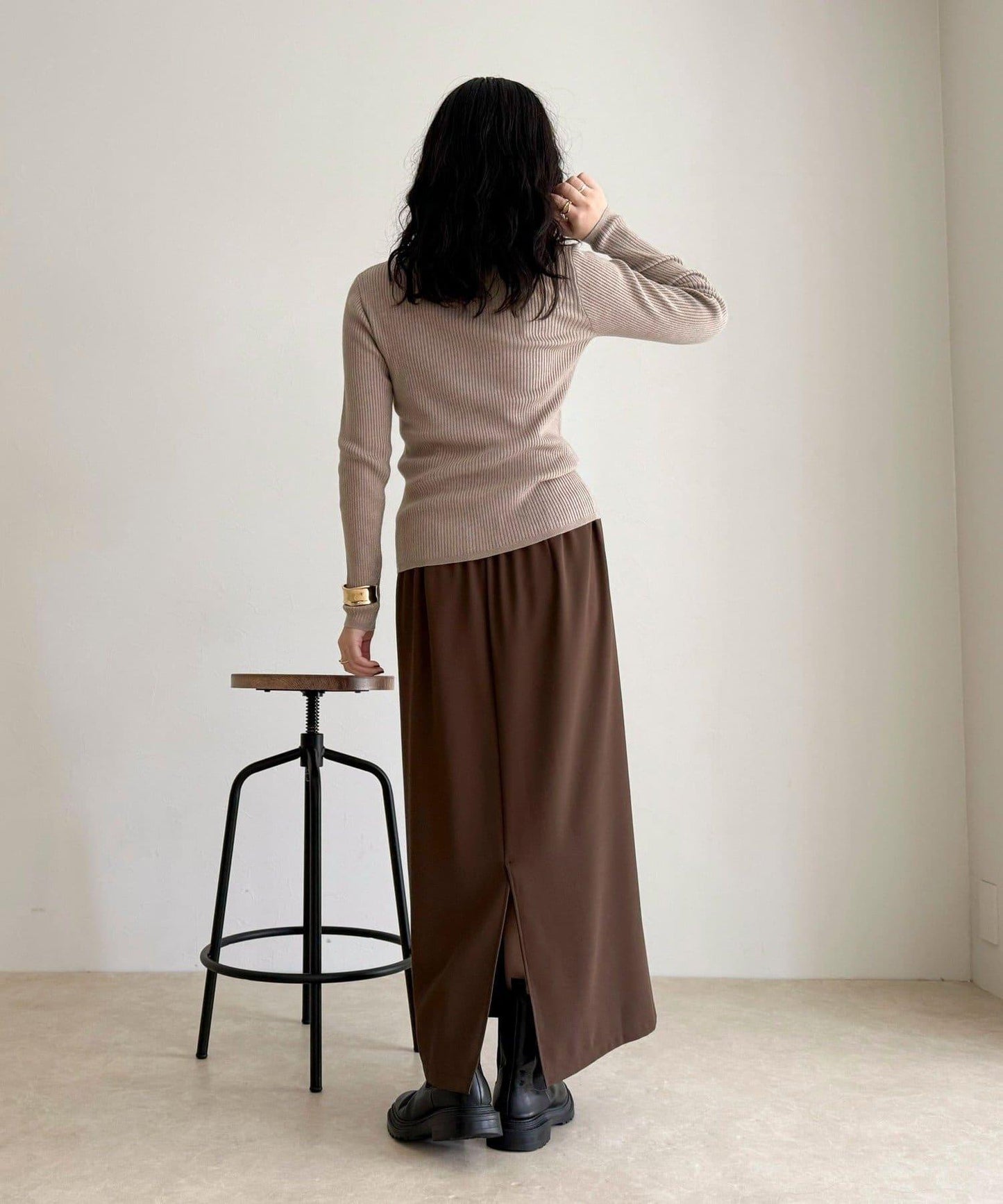 羊毛混紡基礎羅紋針織套頭衫