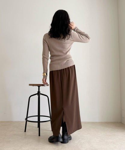 羊毛混紡基礎羅紋針織套頭衫