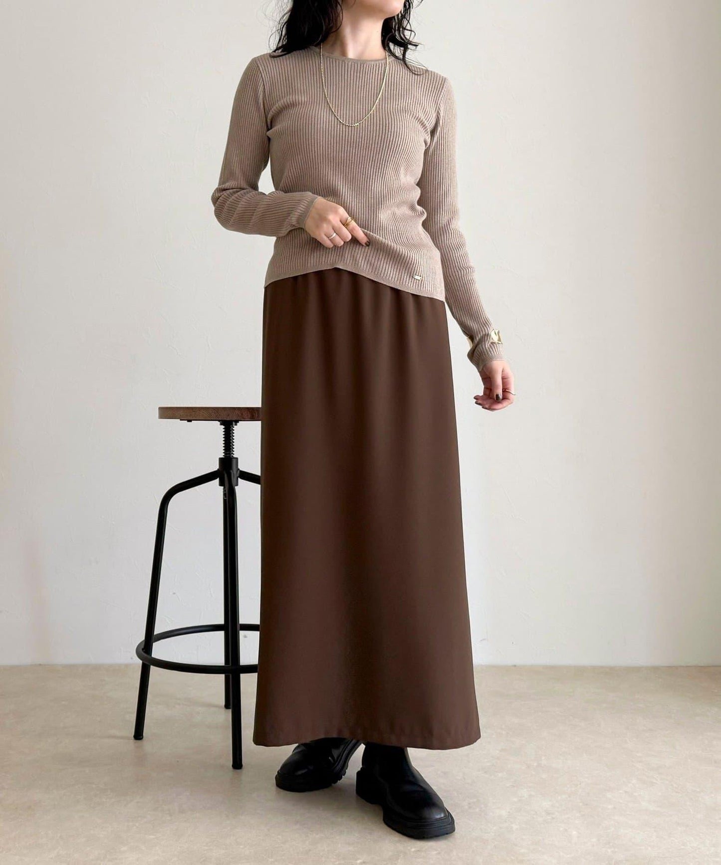 羊毛混紡基礎羅紋針織套頭衫