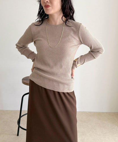 羊毛混紡基礎羅紋針織套頭衫